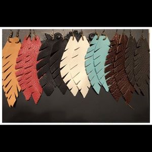 Leather feather earrings